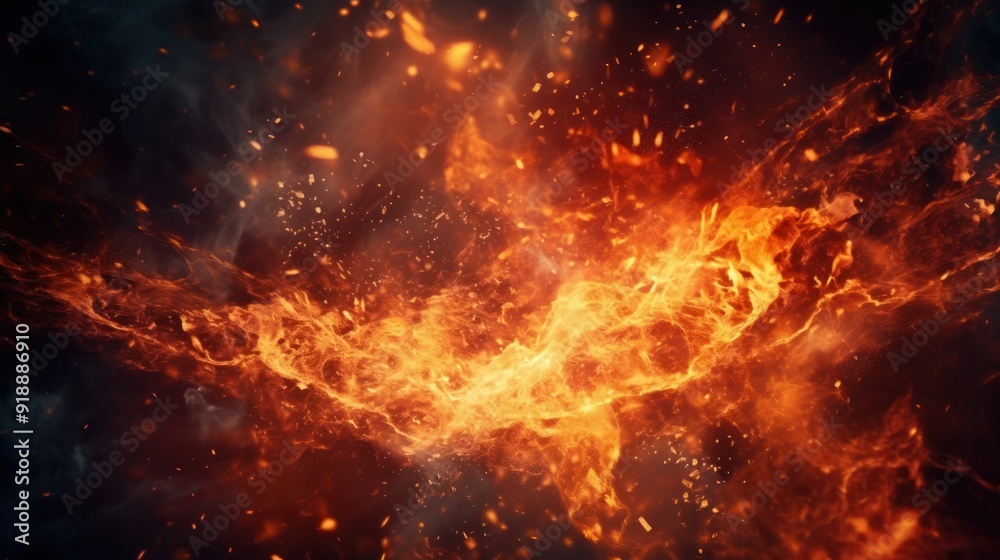 A close-up shot capturing vibrant fire sparks bursting A close-up shot capturing vibrant fire sparks bursting