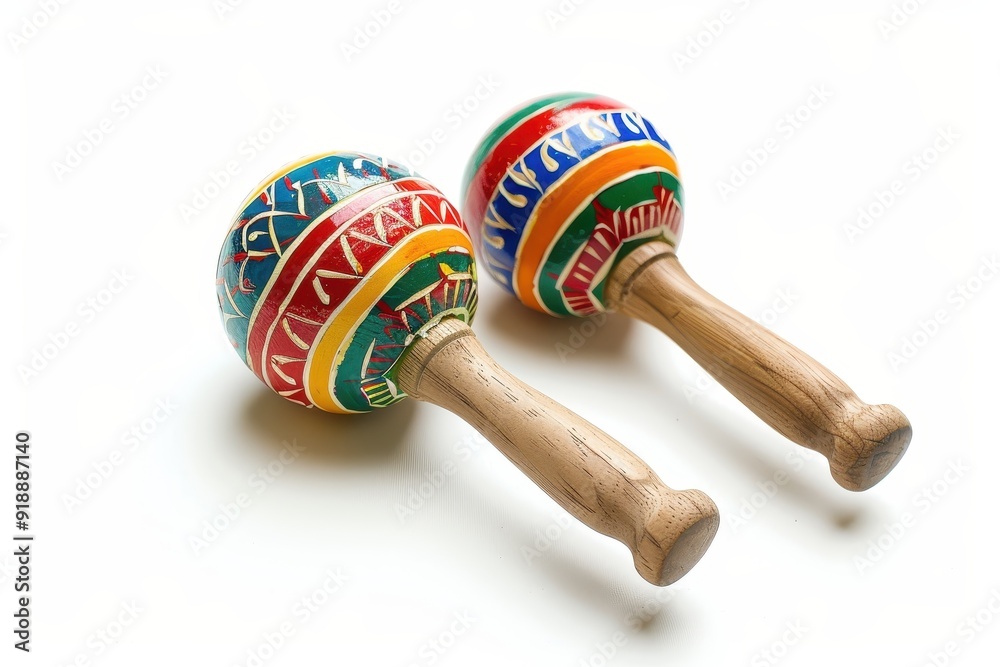 Maracas a Cuban influenced instrument for Latin dance music on white background Maracas a Cuban influenced instrument for Latin dance music on white background