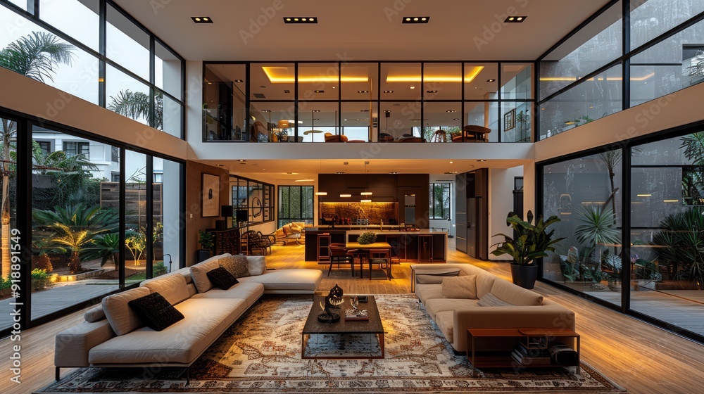 Photo inspiration: Gallery Detail: Modern Open Plan Living Room With A High Ceiling Glass