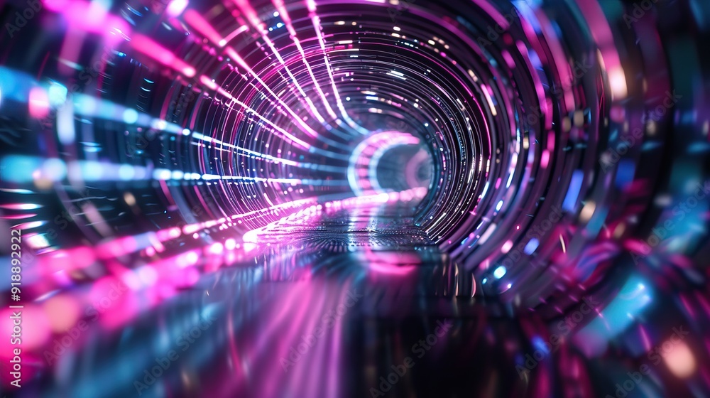 Obraz premium Pulsating cyber light effects with neon trails