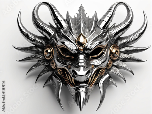 Metallic Dragon mask. Isola...
