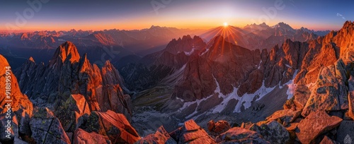 Mountain Peak Sunset Panorama