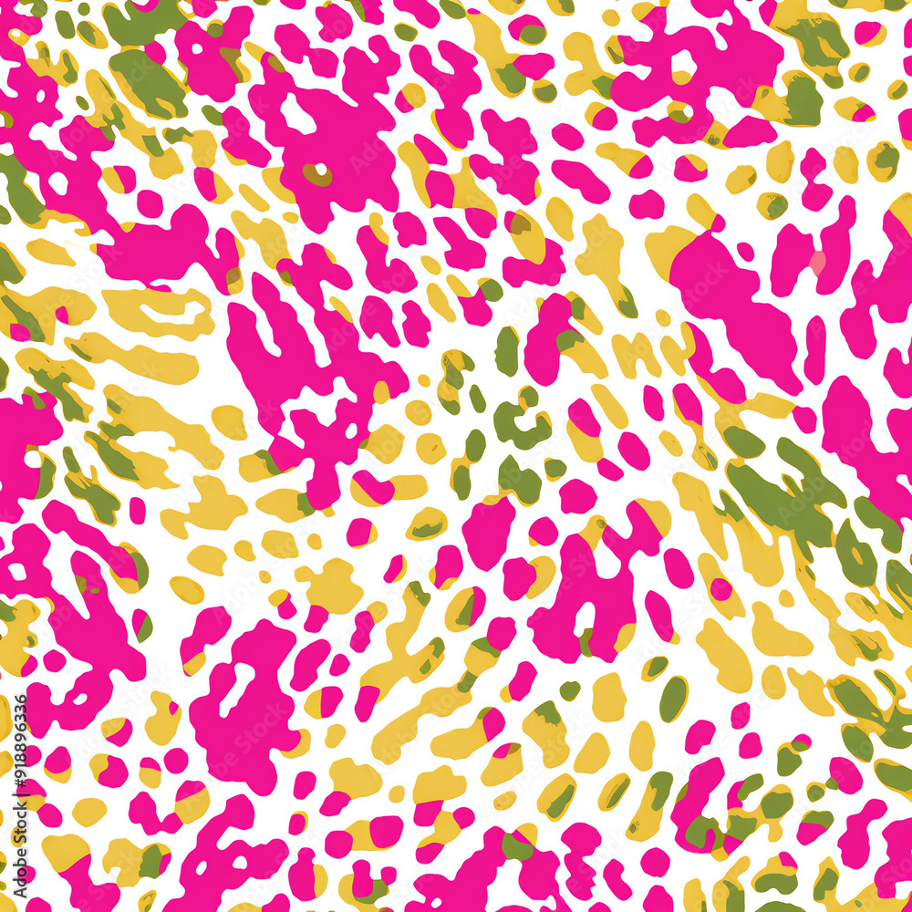 pink, yellow and green leopard print seamless pattern on white background pink, yellow and green leopard print seamless pattern on white background