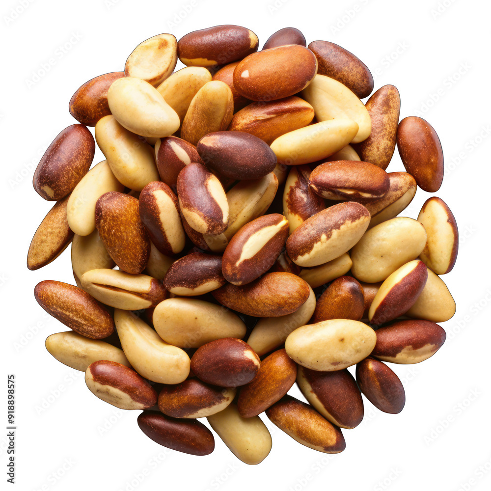 Brazilian nuts top view isolated on transparent background Brazilian nuts top view isolated on transparent background