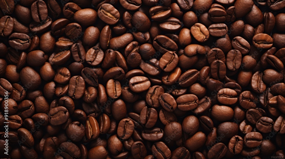 Naklejka premium Rich and textured background of freshly roasted coffee beans