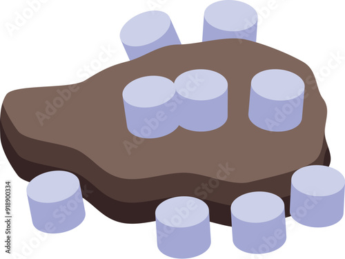 Liver cirrhosis showing scar tissue buildup icon with isometric line art