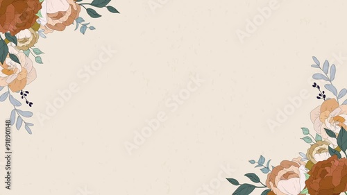 Flower corner frame appearing composition for wedding and valentine