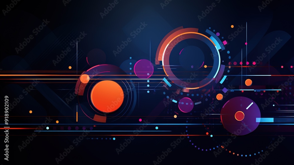 Obraz premium futuristic abstract background neon glow on dark background with geometric shape fractal