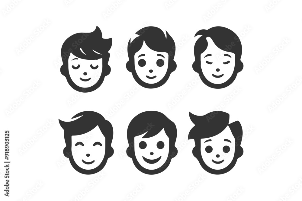 Kid face logo icon silhouette collection. Editable and resizable. Kid face logo icon silhouette collection. Editable and resizable.