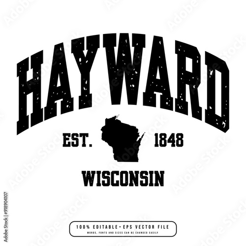 Hayward text effect vector. Editable college t-shirt design printable text effect vector photo