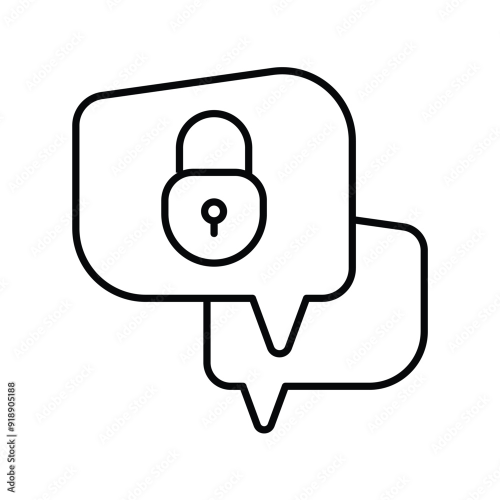 message lock line icon with white background vector stock illustration message lock line icon with white background vector stock illustration