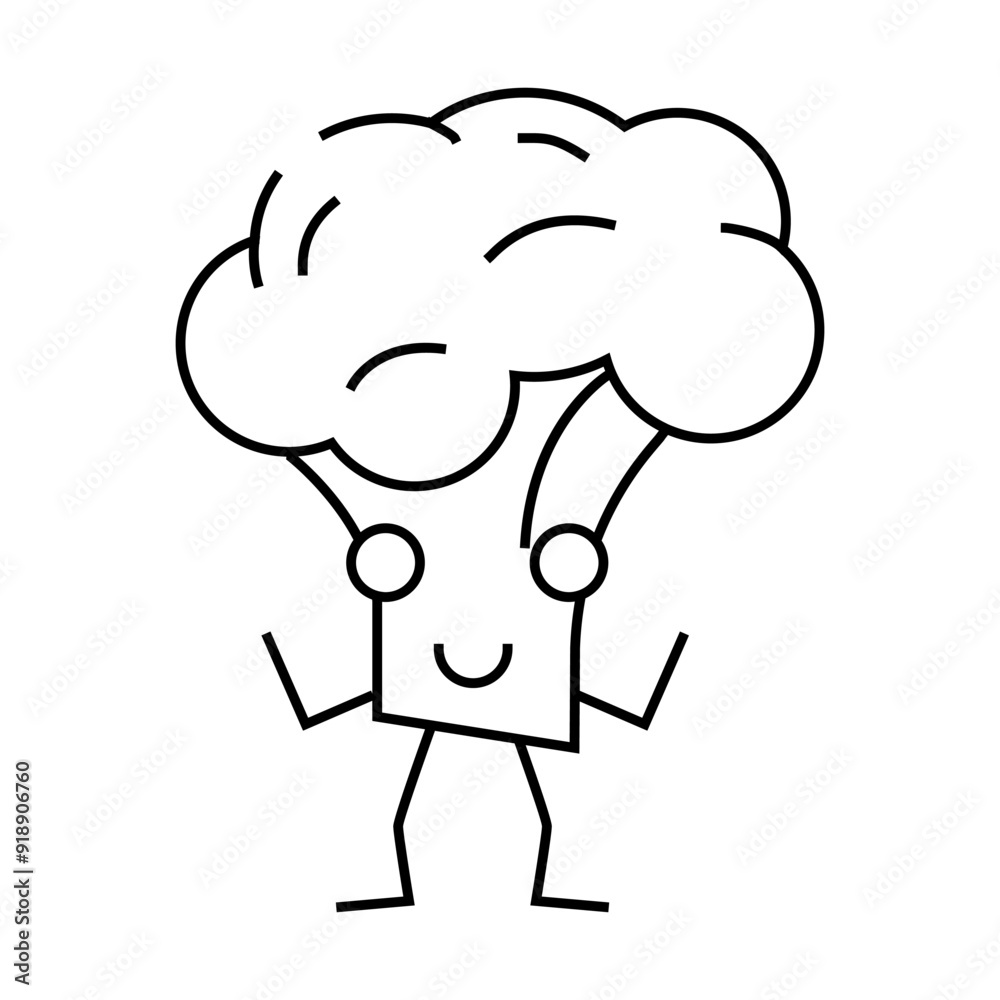 broccoli character line icon vector. broccoli character sign. isolated contour symbol black illustration broccoli character line icon vector. broccoli character sign. isolated contour symbol black illustration