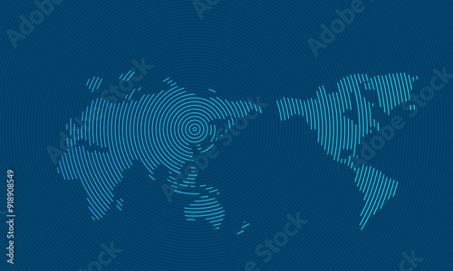 Abstract scanning global technology background. world map. Digital innovation concept effect of anaglyph and TV interference and Breaking news