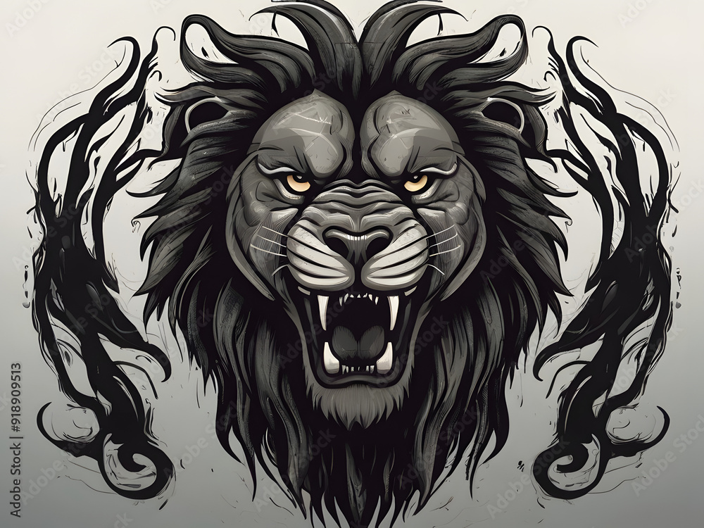 Obraz premium lion head illustration, lion head vector