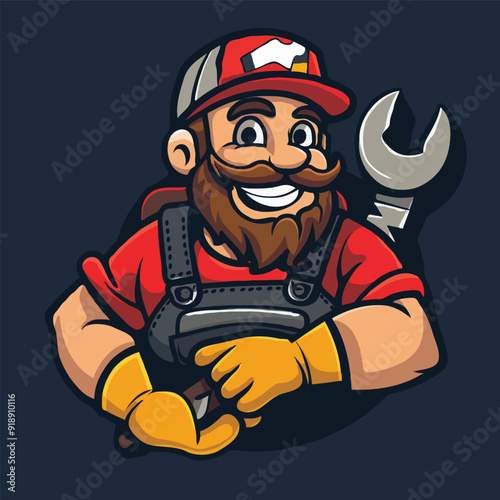 Mechanic cartoon logo design illustration white background