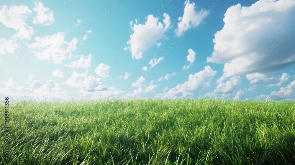 Obraz premium Green Grass and Blue Sky