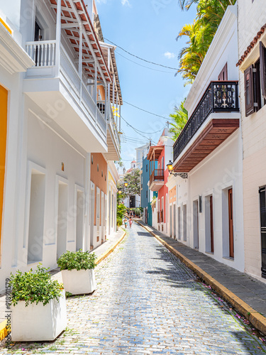 Vibrant Colonial Street in Old San Juan photo