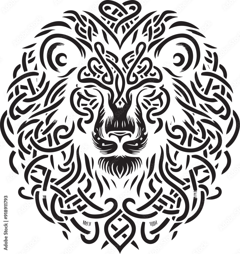 Fototapeta premium Celtic Lion Face Design
