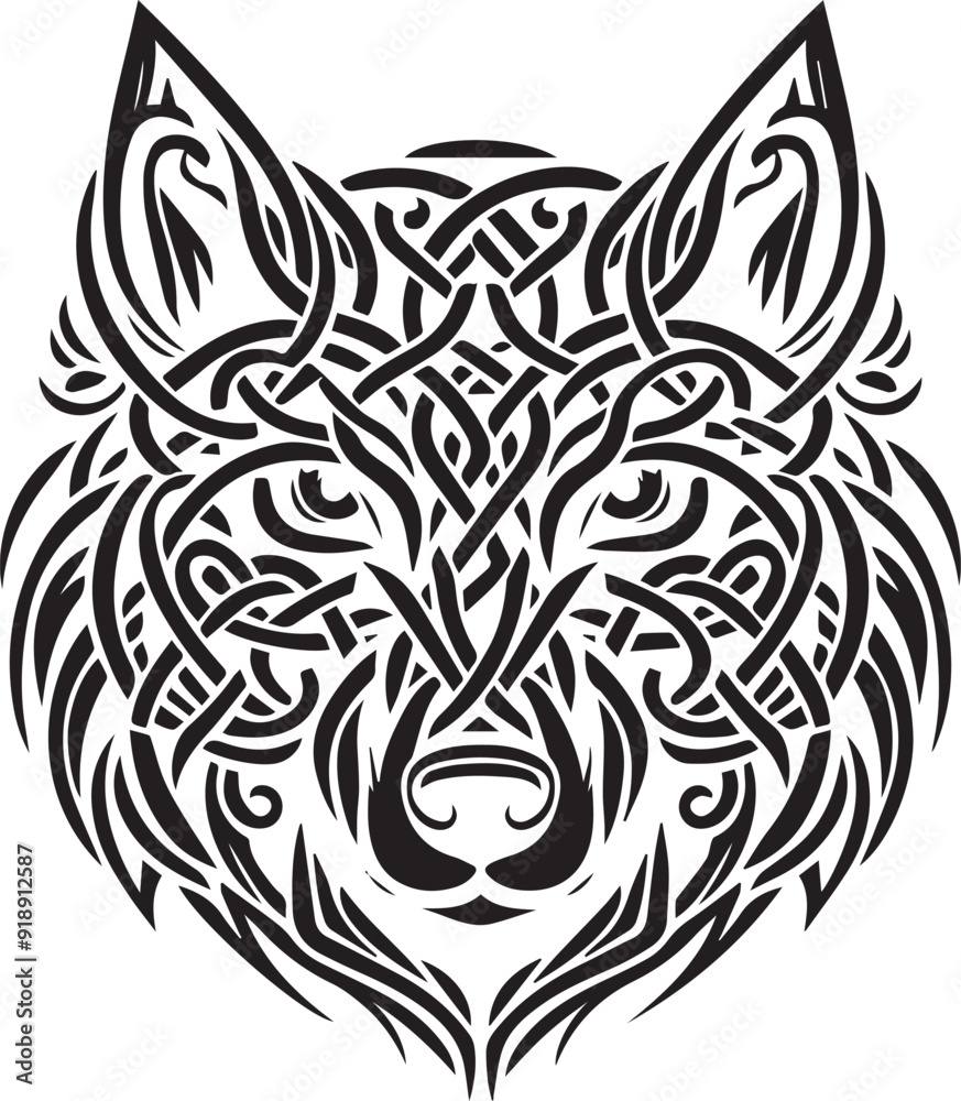 Fototapeta premium Wolf Celtic Face Design