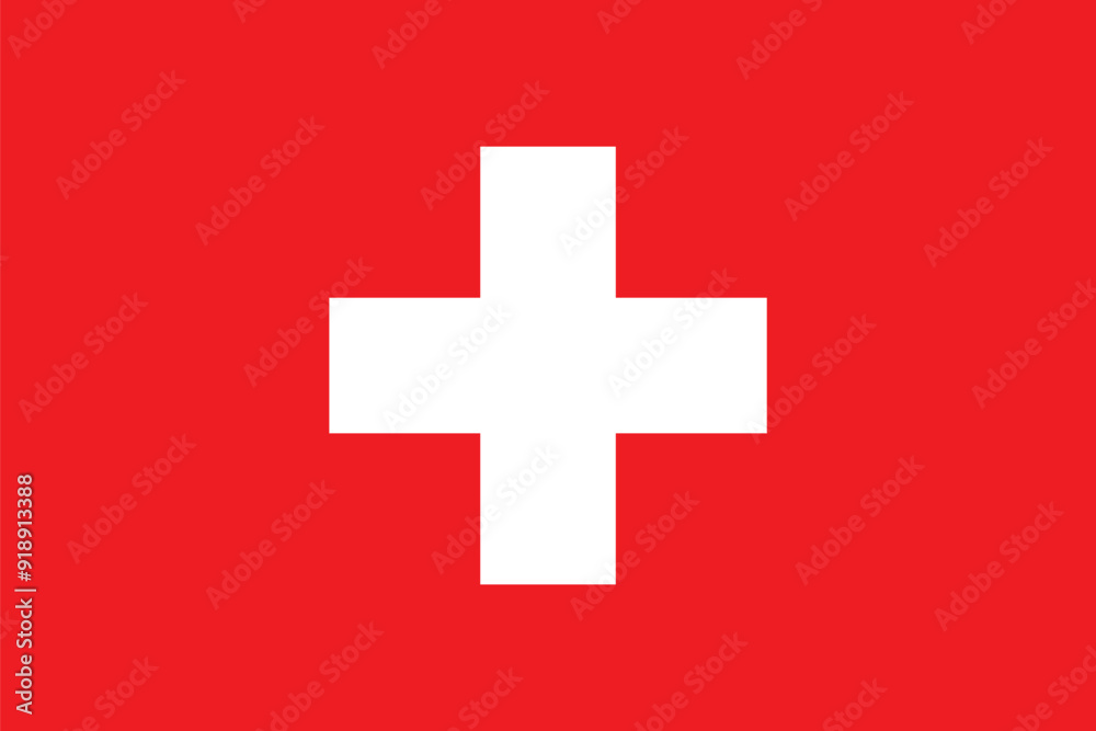 Switzerland flag. Red flag with a white cross in the center. Switzerland flag. Red flag with a white cross in the center.
