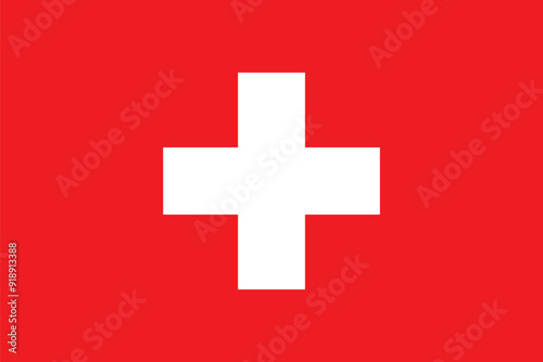 Switzerland flag. Red flag with a white cross in the center.