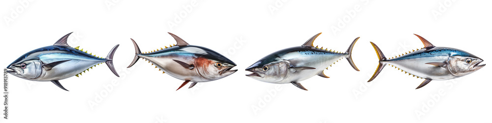 Fototapeta premium Collection set of tuna Fish isolated on transparent background