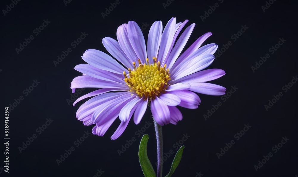 Macro shot of a single aster, capturing delicate petals and vivid hues Macro shot of a single aster, capturing delicate petals and vivid hues