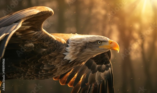 Majestic eagle in flight, powerful and free, capturing wild spirit photo