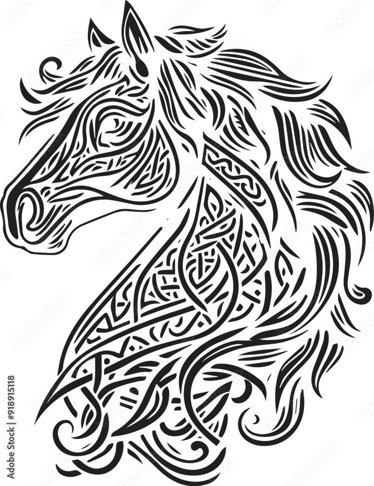 Fototapeta premium Celtic Horse Face Design
