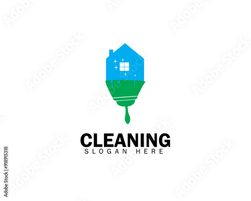 house residential commercial cleaning logo design vector icon symbol template