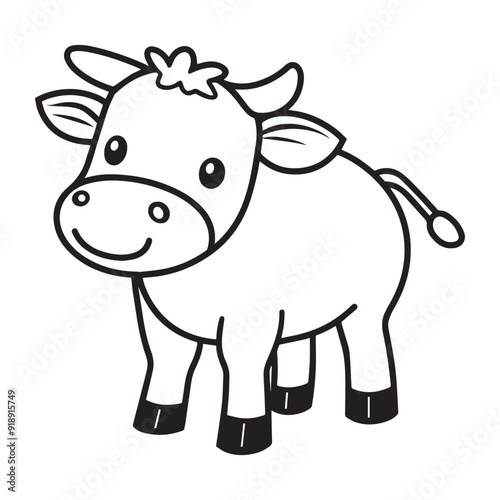 Cow Outline Design, Cow Clipart, Cute Cow illustration in black and white 