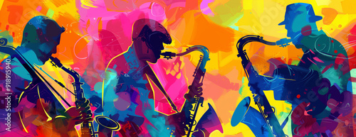 Jazz music background poster, band instrument concert