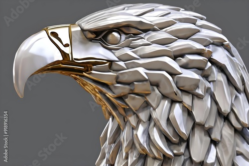 View of 3d Silver Eagle Head photo