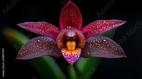 Close-up of Dracula orchid, monkey-face like appearance photo