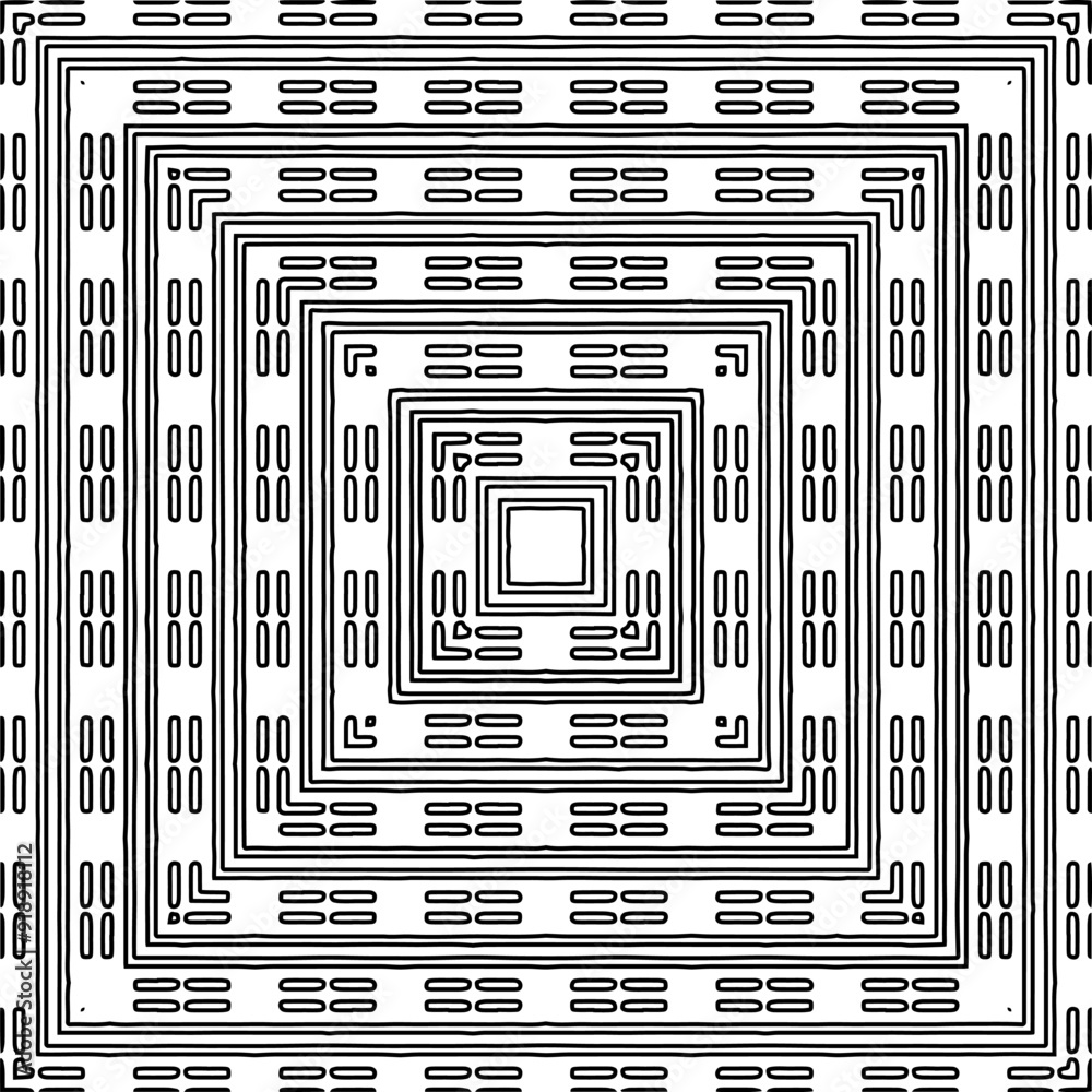 Vector pattern with symmetrical elements . Modern stylish abstract texture. Repeating geometric tiles from striped elements.Black and white pattern. Vector pattern with symmetrical elements . Modern stylish abstract texture. Repeating geometric tiles from striped elements.Black and white pattern.