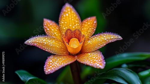 Close-up of bulbophyllum orchid, exotic and bizarre photo