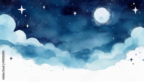 sky at night clean in watercolor effect with space for your text