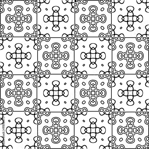 Vector pattern with symmetrical elements . Modern stylish abstract texture. Repeating geometric tiles from striped elements.Black and white pattern.