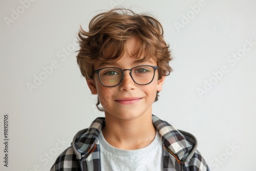 Cute handsome Italian boy dressed in casual over white background looking smartly. Stylish teen concept. Smart caucasian schoolboy looks at camera. American kid cute smiles. Youth, Generative AI