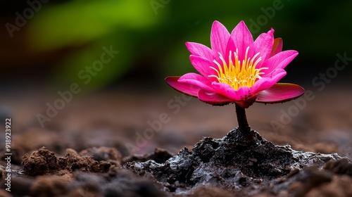 Lotus flower emerging from mud, Buddhist symbolism