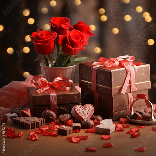 chocolate, Valentine's Day, gift, rose, love