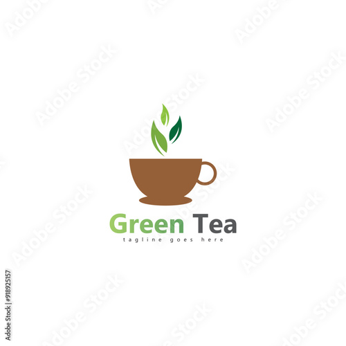 coffee shop logo template design green tea logo