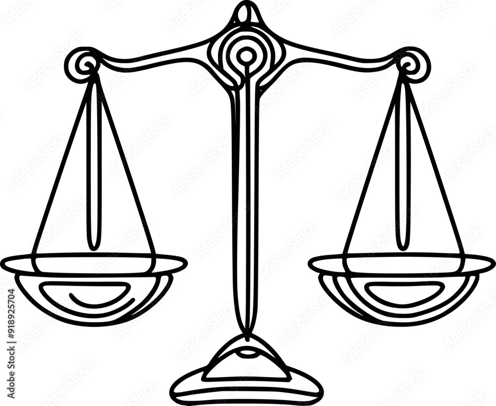 Continuous outline Brass Weight Scale Icon on white background generated Ai