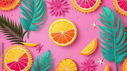 summer background with cocktail, summer aesthetic wallpaper, ai generated