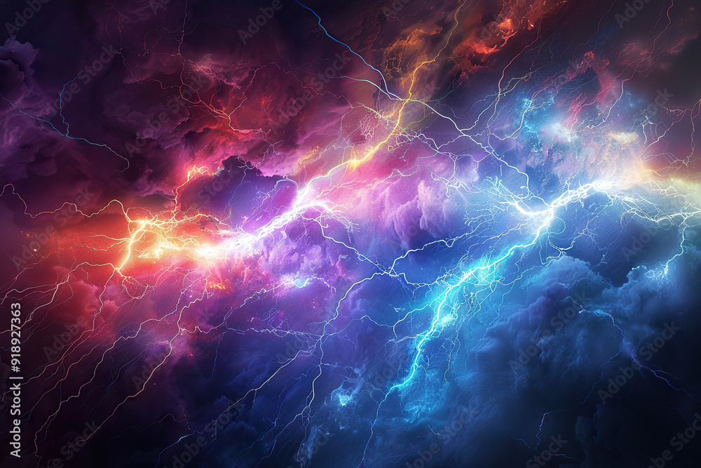 Generative ai on theme of scary bright electric lightning bolt with branches in the night dark sky Generative ai on theme of scary bright electric lightning bolt with branches in the night dark sky