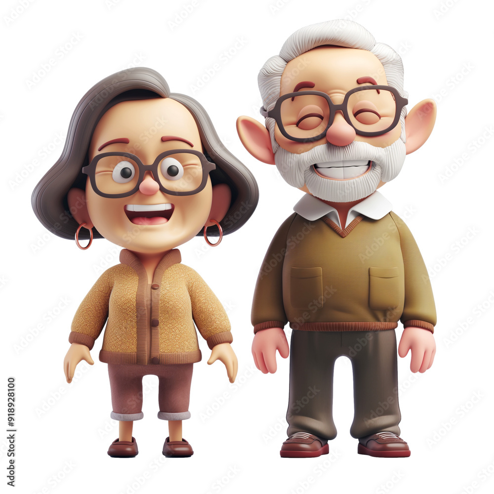 Grandmother and grandfather cartoon 3d Grandmother and grandfather cartoon 3d