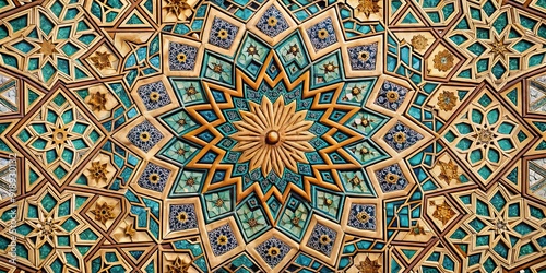 Intricate geometric patterns and arabesques in Islamic art, Islamic, calligraphy, arabesque, geometric, design