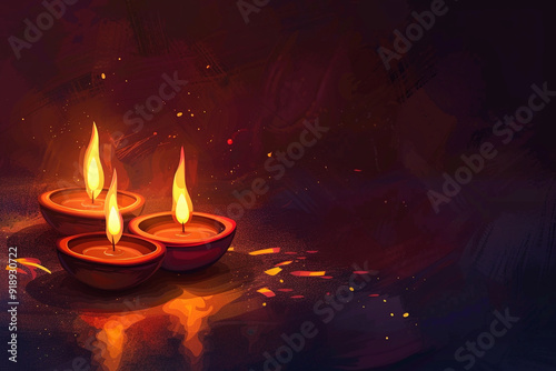 Beautiful greeting card with bright holiday composition for happy and celebrate Diwali