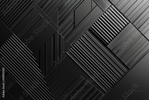 Abstract Black Geometric Pattern with Recessed Stripes photo