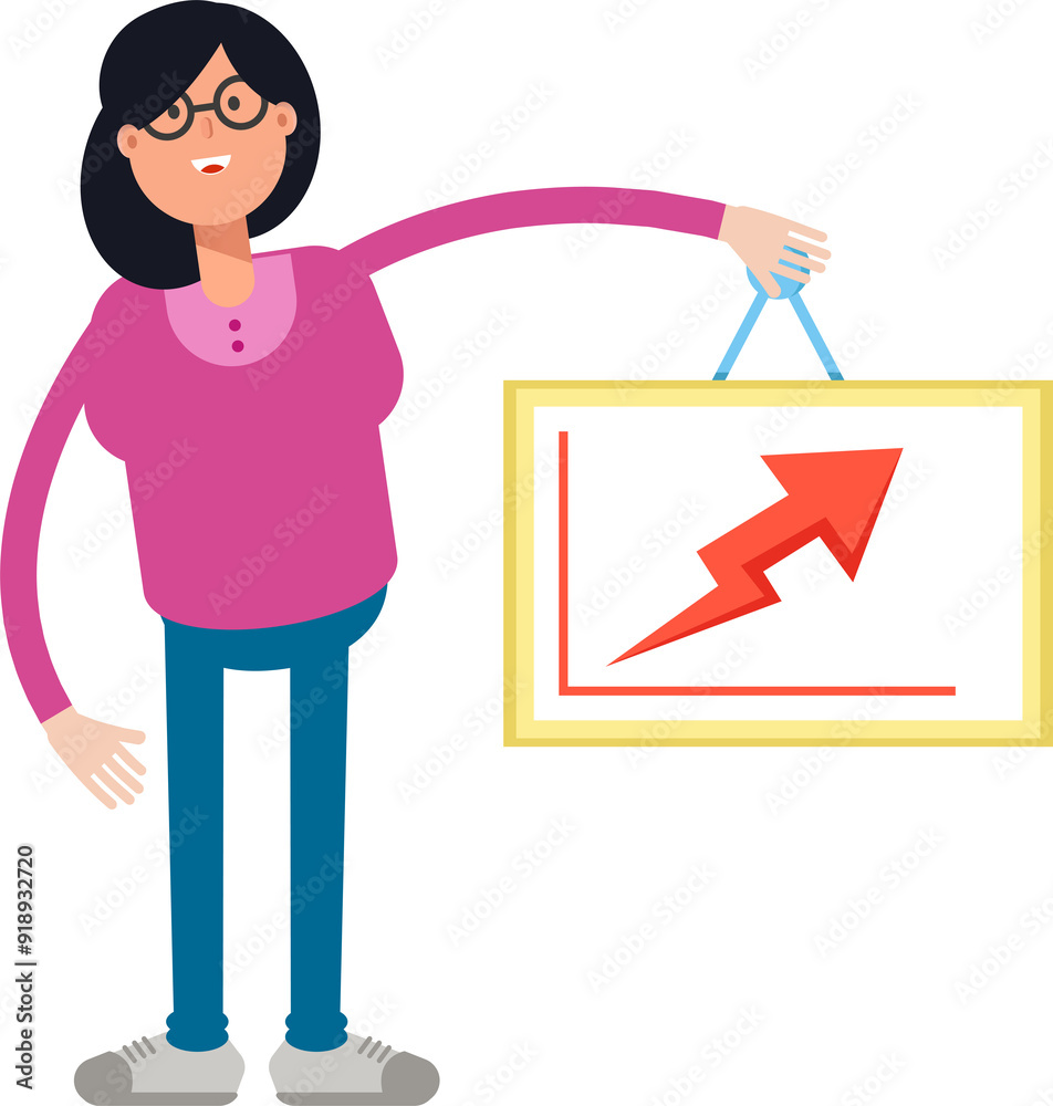 Woman Character Holding Arrow Chart
Woman Character Holding Arrow Chart